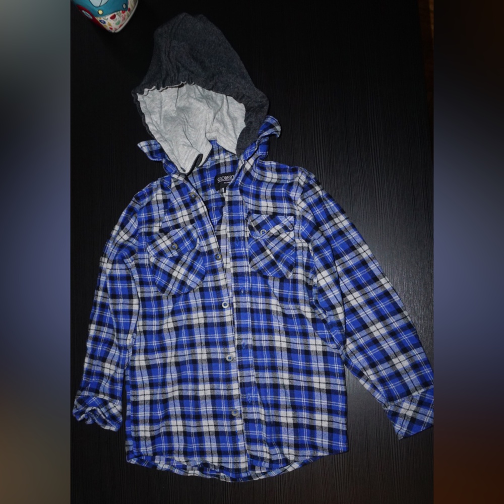 Gioberti Blue Plaid Hooded Shirt